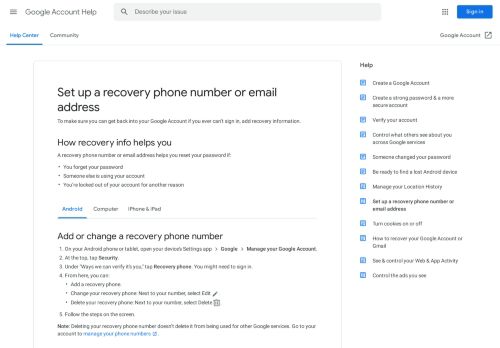 
                            3. Menyiapkan nomor telepon atau alamat email pemulihan - Android ...