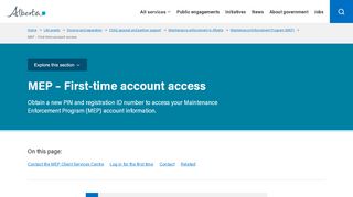 
                            9. MEP – First-time account access | Alberta.ca