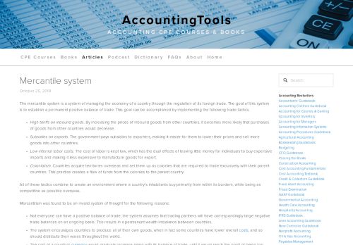 
                            8. Mercantile system — AccountingTools