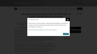 
                            7. Mercedes-Benz Bank gewinnt bei Testkaufstudie mit bester ...