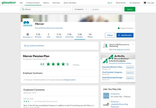 
                            11. Mercer Employee Benefit: Pension Plan | Glassdoor.ca