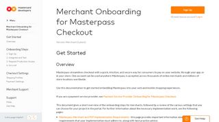 
                            2. Merchant Onboarding for Masterpass Checkout - Mastercard Developers