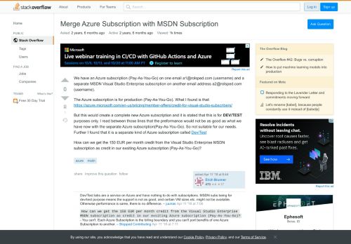 
                            11. Merge Azure Subscription with MSDN Subscription - Stack Overflow
