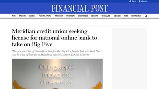 
                            9. Meridian credit union seeking license for national online bank to take ...