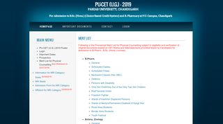 
                            3. Merit List - PU-CET (UG) - 2018 - Panjab University Online Admission