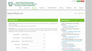 
                            3. Merit Lists - admission.hed.gkp.pk