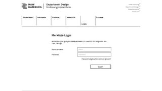 
                            4. Merkliste-Login - Vorlesungsverzeichnis | Department Design | HAW HH