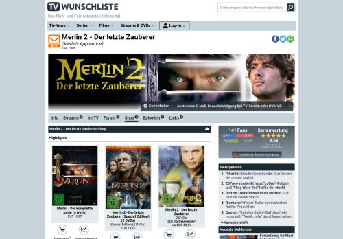 
                            9. Merlin 2 - Der letzte Zauberer: DVDs TV Wunschliste