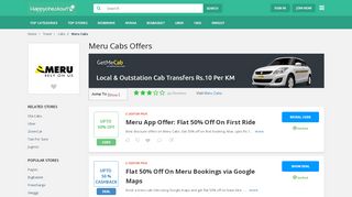 
                            2. Meru Cabs Offers: 50% OFF Coupons, February 2019 - HappyCheckOut