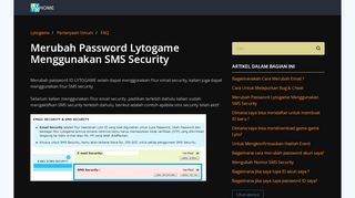
                            9. Merubah Password Lytogame Menggunakan SMS Security – Lytogame