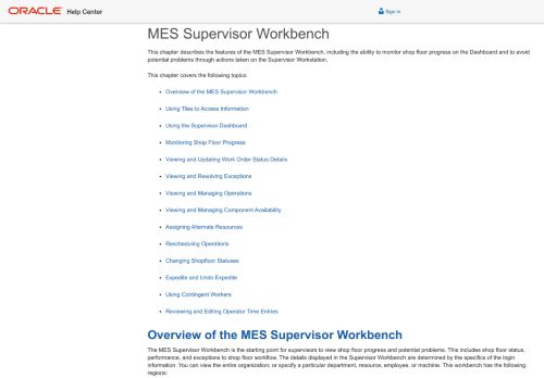 
                            10. MES Supervisor Workbench - Oracle Docs