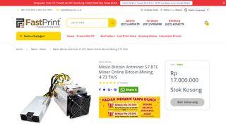 
                            10. Mesin Bitcoin Antminer S7 BTC Miner Online Bitcoin Mining 4.73 TH/S ...