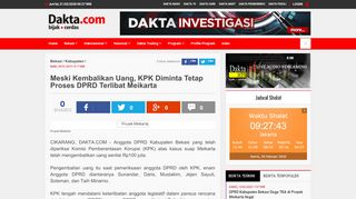 
                            8. Meski Kembalikan Uang, KPK Diminta Tetap Proses DPRD Terlibat ...