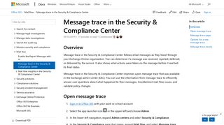 
                            9. Message trace in the Security & Compliance Center | Microsoft Docs