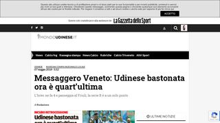 
                            9. Messaggero Veneto: Udinese bastonata ora è quart'ultima – Mondo ...