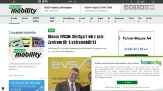 
                            5. Messe EVS30: Stuttgart wird zum Zentrum für Elektromobilität - EVS30 ...