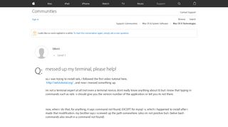 
                            2. messed up my terminal, please help! - Apple Community