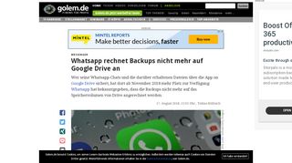 
                            8. Messenger: Whatsapp rechnet Backups nicht mehr auf Google Drive an