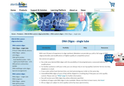 
                            4. metabion | DNA Oligos - single tube