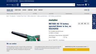 
                            9. METABO AG 18 battery-operated blower in box, no. 602242850 ...