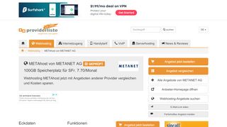 
                            5. METAhost von METANET AG, CHF 6,70/Monat - providerliste.ch