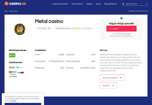 
                            4. Metal Casino - Spela direkt på unika hårdrockscasinot