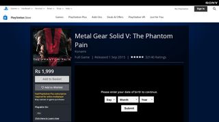 
                            7. Metal Gear Solid V: The Phantom Pain on PS4 | Official PlayStation ...