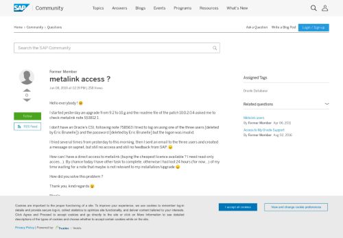 
                            9. metalink access ? - archive SAP