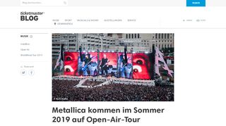 
                            9. Metallica kommen im Sommer 2019 auf Open-Air-Tour | Ticketmaster ...