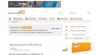 
                            2. METANET AG im Webhosting und Internet Vergleich - providerliste.ch