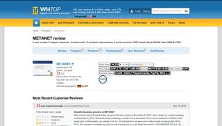 
                            13. METANET Review 2019 - web hosting reviews by 4 users. Rank 1.8/10