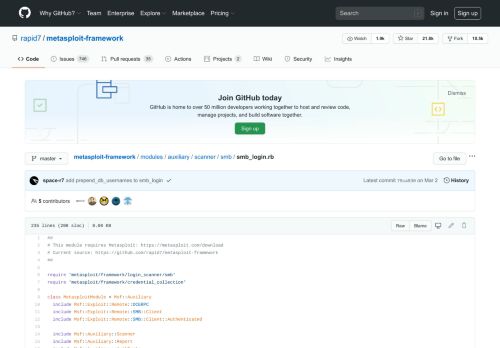 
                            4. metasploit-framework/smb_login.rb at master · rapid7/metasploit ...
