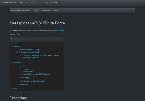 
                            8. Metasploitable/SSH/Brute Force - charlesreid1