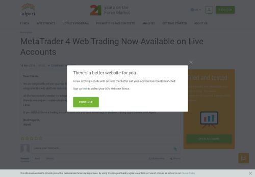 
                            7. MetaTrader 4 Web Trading Now Available on Live Accounts - Alpari