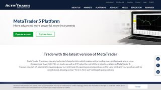 
                            10. MetaTrader 5 Platform | ActivTrades