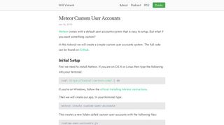 
                            7. Meteor Custom User Accounts - William S. Vincent