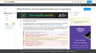 
                            12. Meteor/Cordova: accounts-password breaks app on login/signup ...