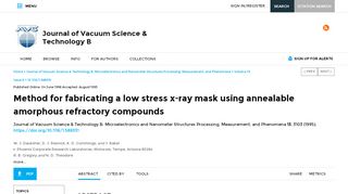 
                            13. Method for fabricating a low stress x‐ray mask using annealable ...