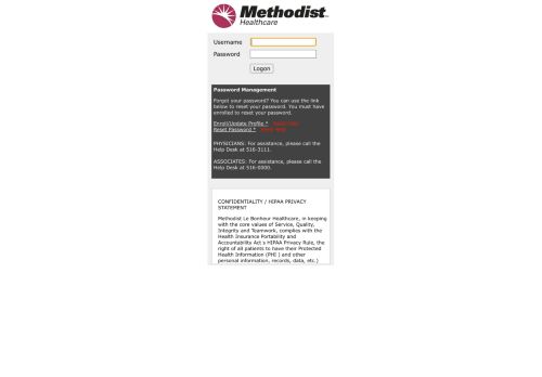 
                            8. Methodist Le Bonheur Healthcare Login