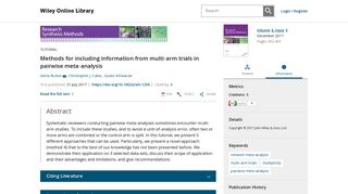 
                            12. Methods for including information from multi‐arm trials in pairwise ...