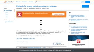 
                            1. Methods for storing login information in database - Stack Overflow