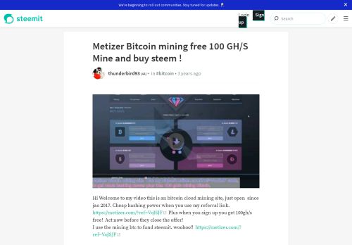 
                            10. Metizer Bitcoin mining free 100 GH/S Mine and buy steem ! — Steemit