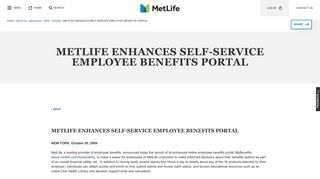 
                            12. METLIFE ENHANCES SELF-SERVICE EMPLOYEE BENEFITS PORTAL