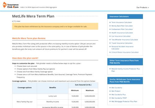 
                            8. MetLife Mera Term Plan - Review, Benefits and Key Features ...