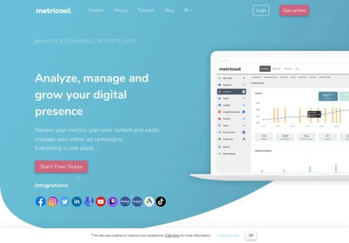 
                            9. Metricool - Analyze, manage and measure your digital content