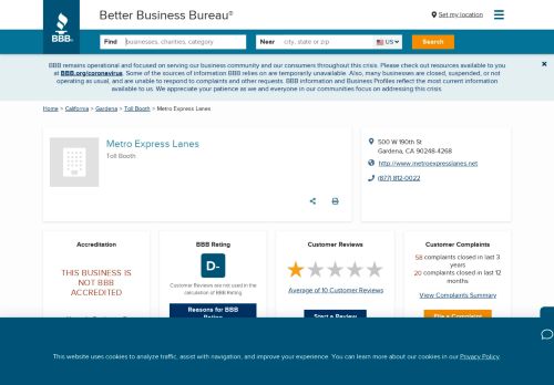
                            8. Metro Express Lanes | Better Business Bureau® Profile