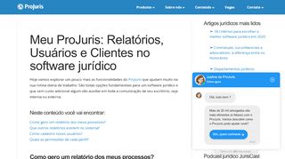 
                            7. Meu ProJuris: Relatórios, Usuários e Clientes no software jurídico