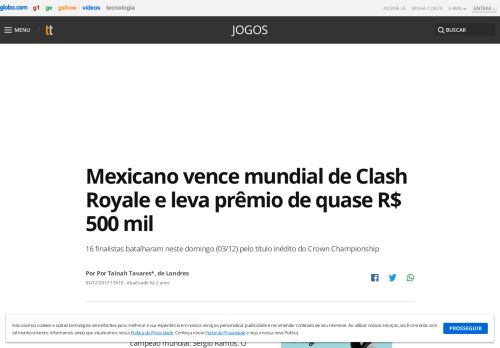 
                            10. Mexicano vence mundial de Clash Royale e leva prêmio de quase R ...