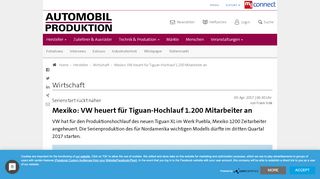 
                            9. Mexiko: VW heuert für Tiguan-Hochlauf 1.200 Mitarbeiter an
