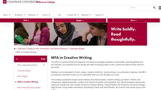 
                            9. MFA in Creative Writing | Wilkinson College of Humanities and Social ...